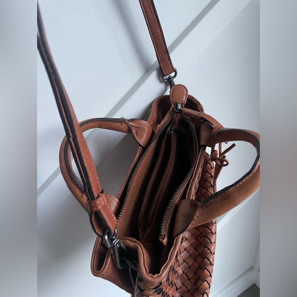 Woven Braided HANDMADE GENUINE LEATHER  BAG, VINTAGE LOOK BY ARTISANS IN INDIA - Picture 4 of 14